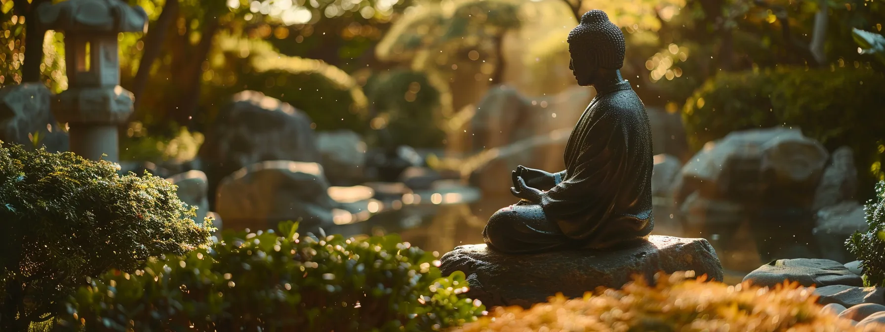 a serene individual practicing mindfulness surrounded by a supportive network in a peaceful garden setting, enhancing the effects of ozempic for effective weight loss.