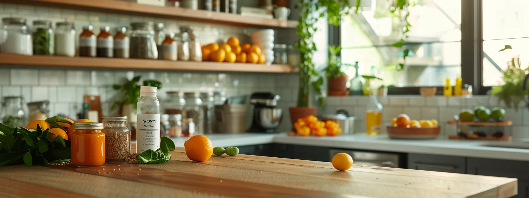 a serene clinic setting with a professional nutritionist guiding a client through a personalized weight loss plan, contrasted with a cluttered kitchen counter filled with various fad diet books and supplements.