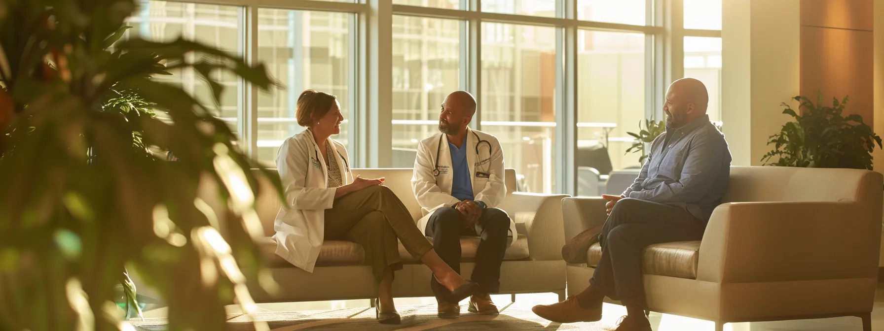 a serene, inviting healthcare setting captures a diverse group of patients engaged in a supportive discussion about their experiences with ozempic and mounjaro, illuminated by gentle, natural light that emphasizes their expressions of hope and understanding in managing diabetes treatment.