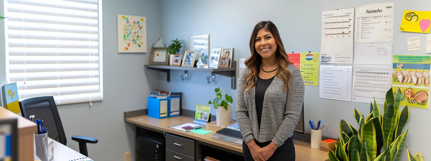 a vibrant and engaging office consultation room features a confident, fit individual showcasing their successful weight loss transformation, surrounded by nutrition guides, balanced meal displays, and modern health technology, symbolizing effective nutrition strategies at soboba clinic.