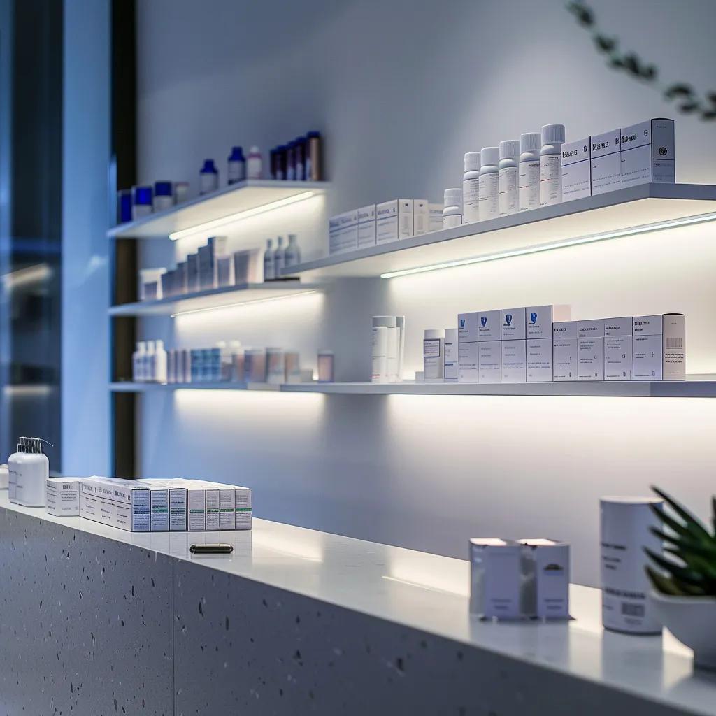 a sleek, modern office setting features two prominently displayed prescription medication boxes, mounjaro and ozempic, artfully arranged against a minimalistic backdrop, emphasizing the choice in fda-approved weight loss treatments.