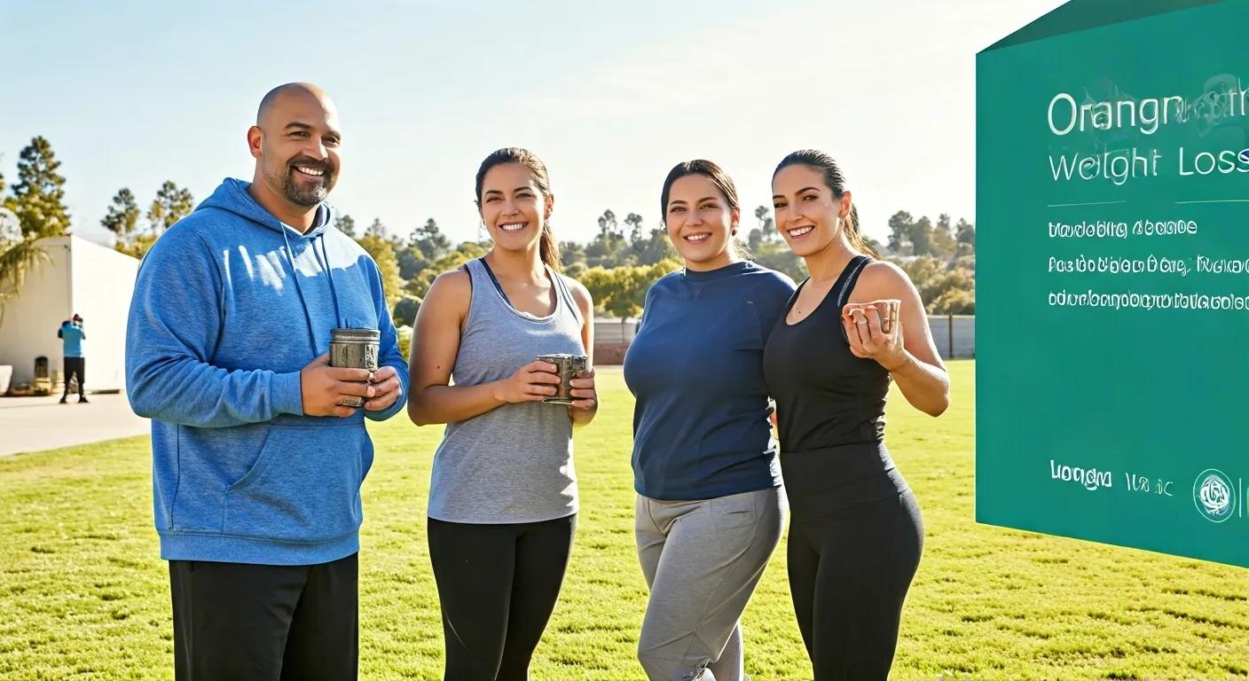 Diverse group of individuals in Orange County engaging in healthy activities for weight loss