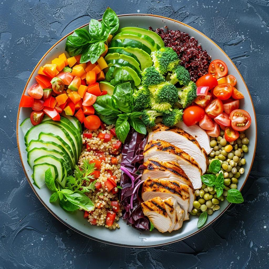 Two plates of healthy food representing dietary choices for Ozempic and Mounjaro users, emphasizing weight loss benefits
