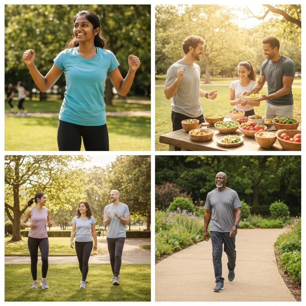 Diverse group of people engaging in healthy activities for weight loss support